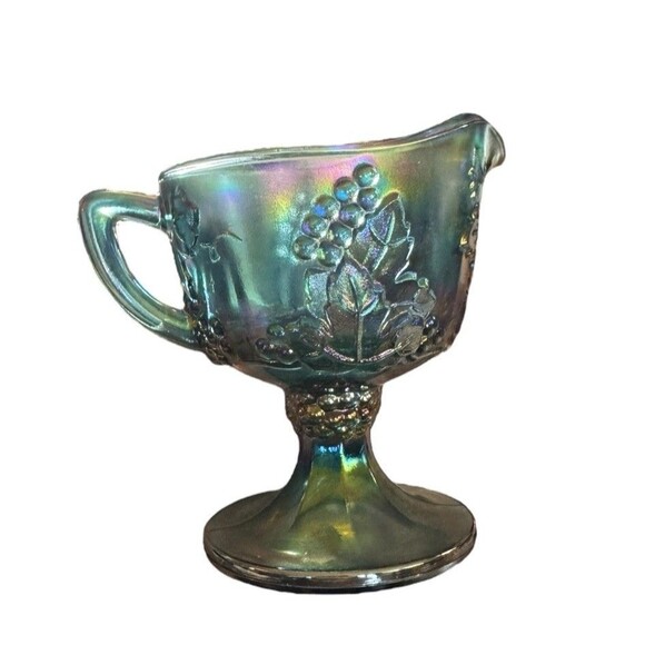 Vintage Indiana Glass Harvest Grape Blue Carnival Pedestal Footed Creamer‎ - Picture 1 of 5